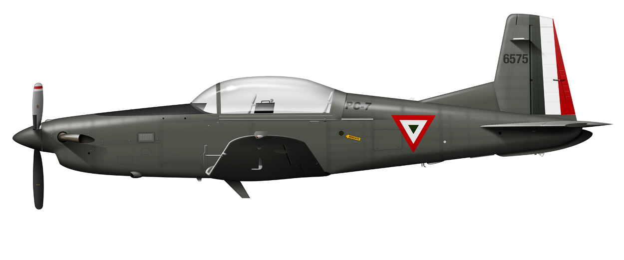 profile of a Mexican Airforce PIlatus PC-7