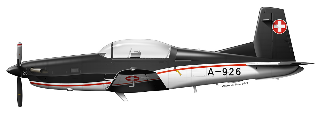profile of a Swiss Air Force Pilatus PC-7 A-926
