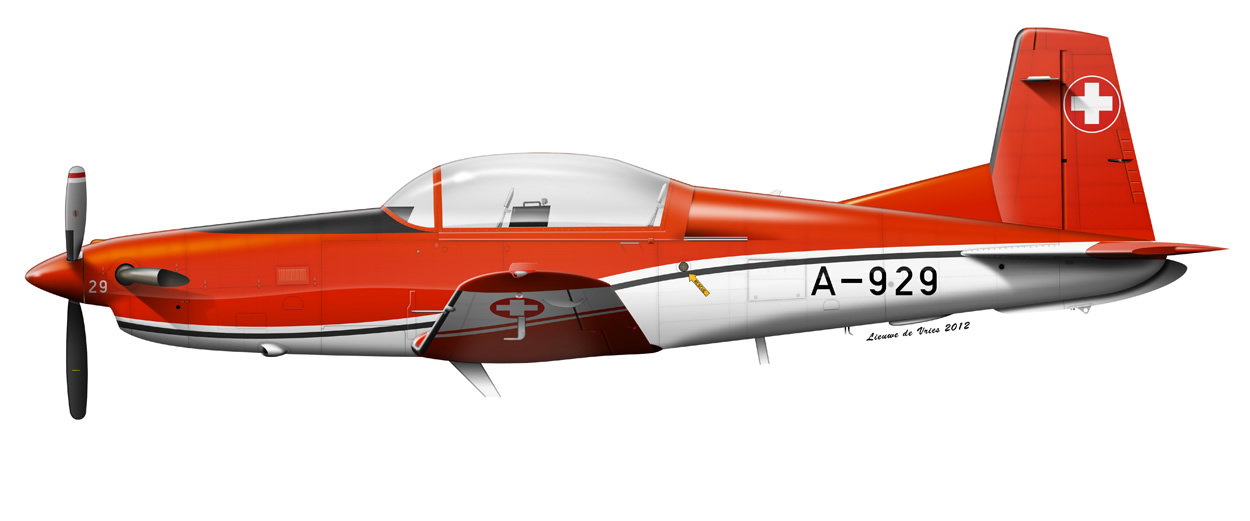 profile of a Swiss Air Force Pilatus PC-7 A-922